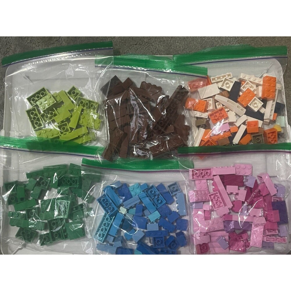 250+ mixed color Lego Bricks Parts pieces almost 1 lb lime green pink blue brown
